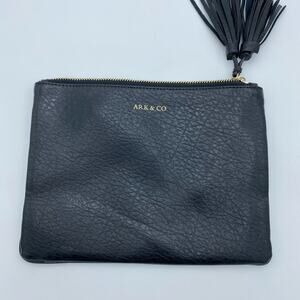 Ark & Co Clutch/makeup Bag Black Quiet Luxury Leather